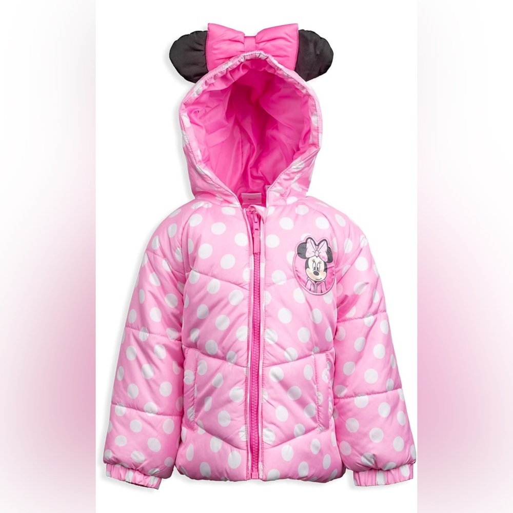 Disney Minnie Mouse Pink Polka Dot Puffer Jacket 4T